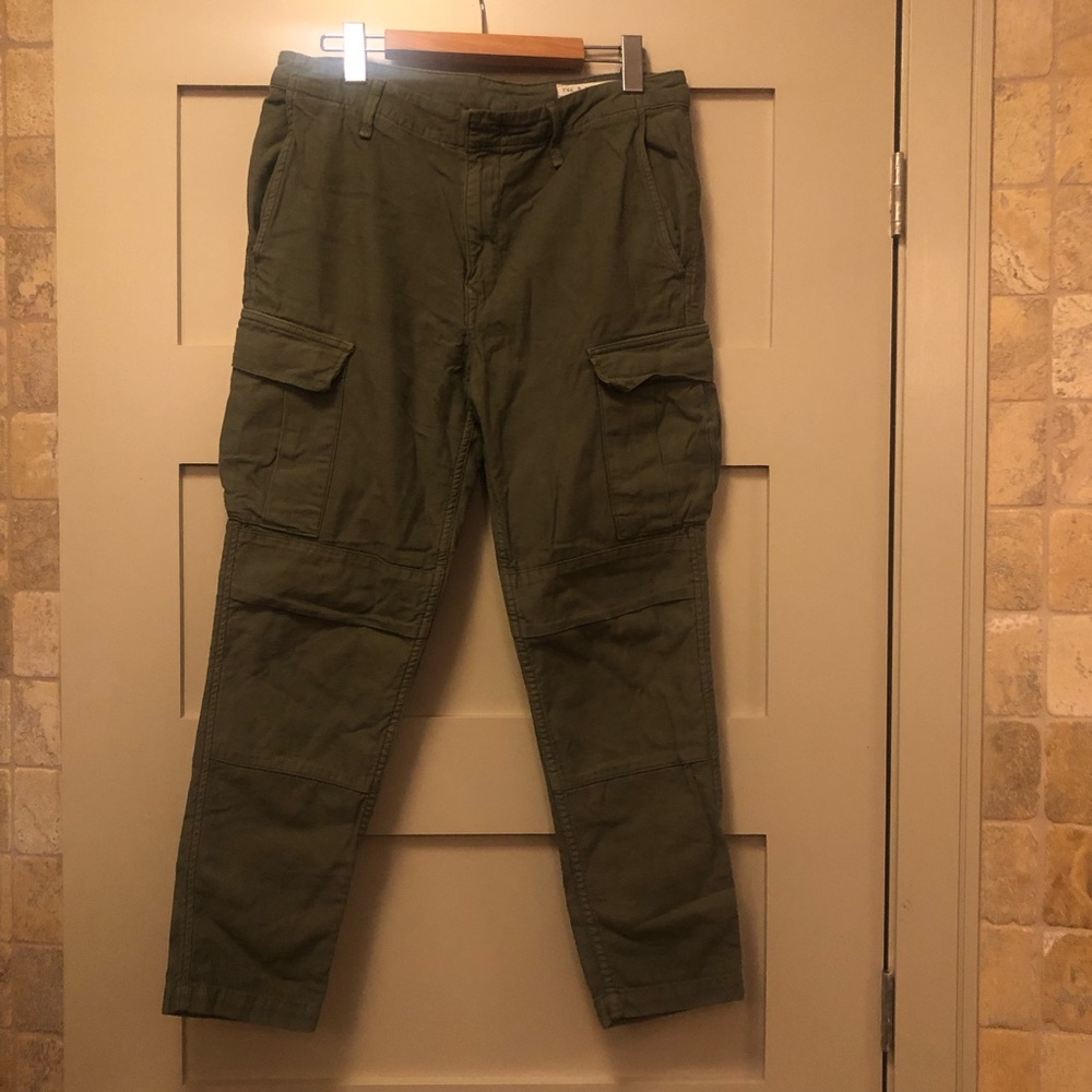 RAG & BONE Cotton Army Green Slouchy Cargo Pant Straight Taper Military - Picture 2 of 4
